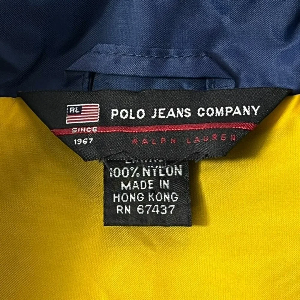 Ralph Laure Polo Jeans Co Vest Men Large Blue Nylon Full Zip Pockets Windbreaker